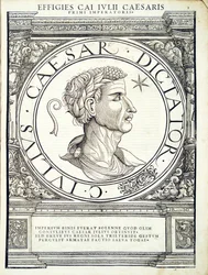 Julius Caesar, illustration from Imperatorum romanorum omnium orientalium et occidentalium verissimae imagines ex antiquis numismatis